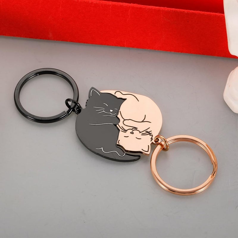 Vanlovemac Valentines Day Gifts for Her Him Cute Keychain for Boyfriend Girlfriend Best Friend Matching Couple Stuff for Wife Husband Cat Lover Fiancée National Girlfriends Day Gifts Boo Basket Stuffers - Image 3